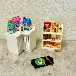 Miniature Kitchen Playset with White Cabinet and Accessories